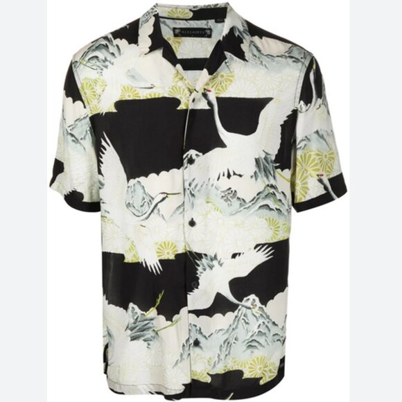All Saints Other - ALLSAINTS Soaring Short Sleeve Shirt Nature Praint | Size Large